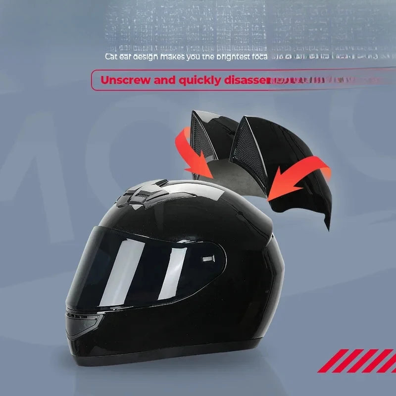 FULL FACE CAT EAR MOTORCYCLE HELMET – SAFETY WITH A PLAYFUL EDGE