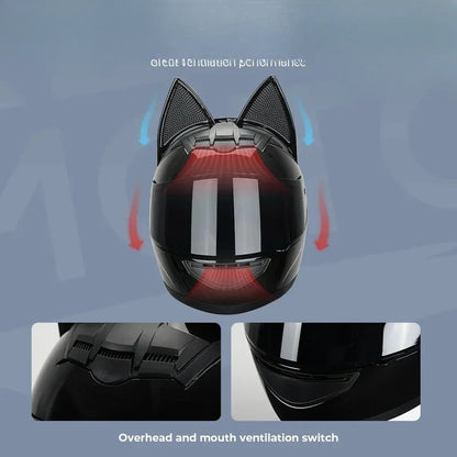 FULL FACE CAT EAR MOTORCYCLE HELMET – SAFETY WITH A PLAYFUL EDGE